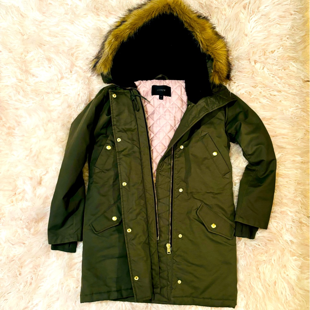 J.Crew Perfect Winter Parka with Primaloft in Wild Olive